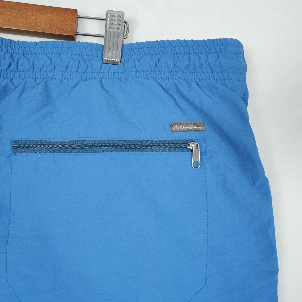 Eddie Bauer Swim Trunk Shorts Men's 2XL XXL Blue Travex Drawstring‎ Zip Pocket